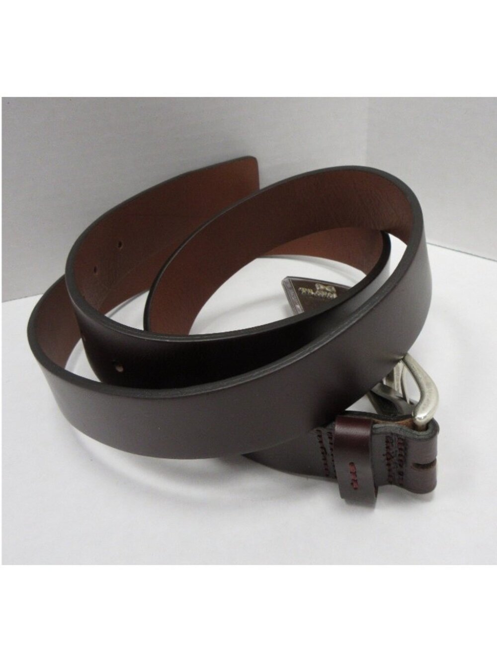 Trafalgar Belt 42 Red Full Grain Leather Silver Buckle Italy NEW